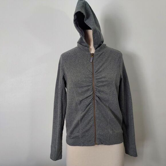 i.e. Relaxed Jacket Zip Up Womens Size PL Stretch Gray Ruched Long Sleeve Casual - Picture 2 of 12